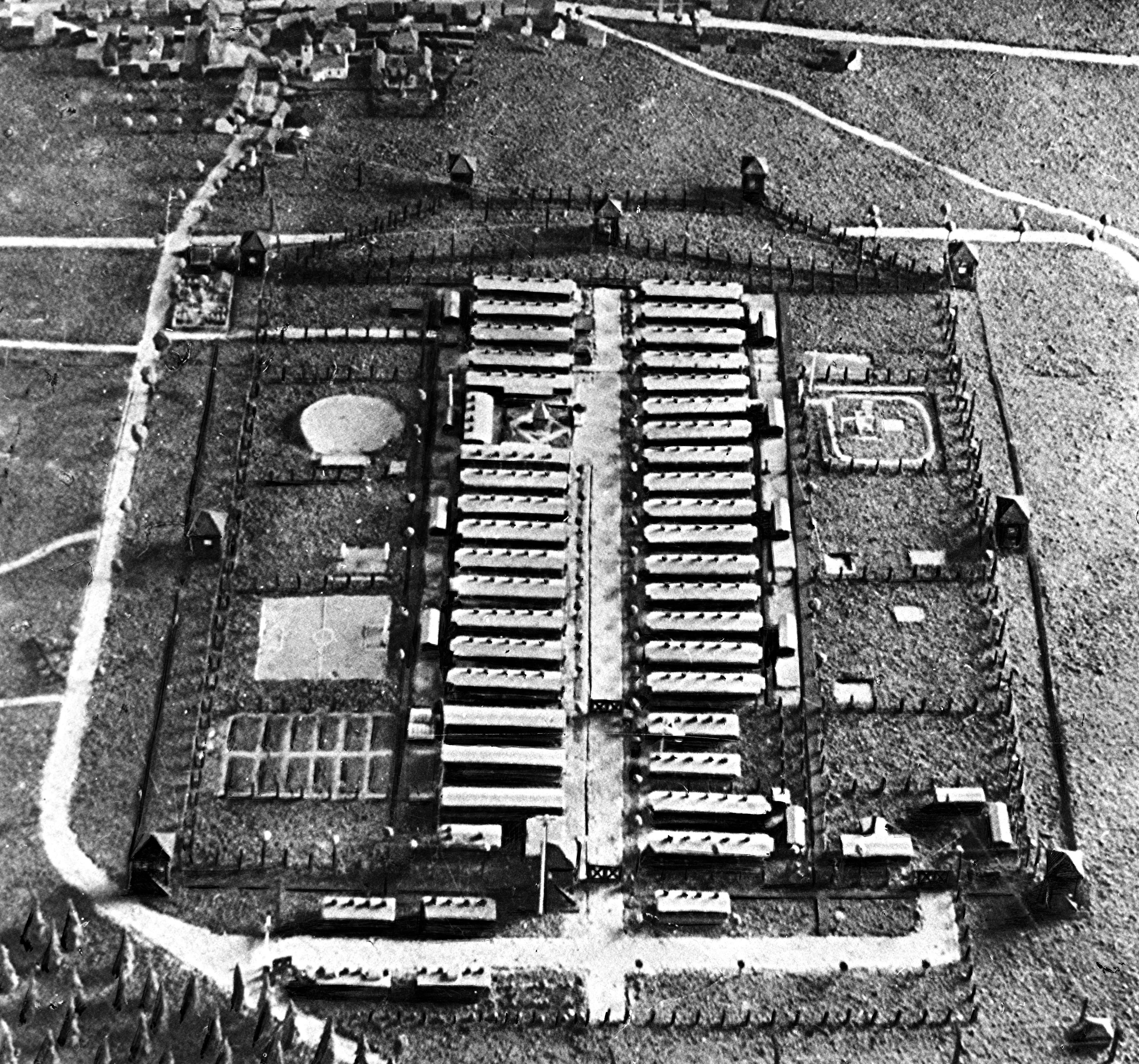 Maquette d'archive détaillée du camp de prisonniers de guerre Oflag XVII A